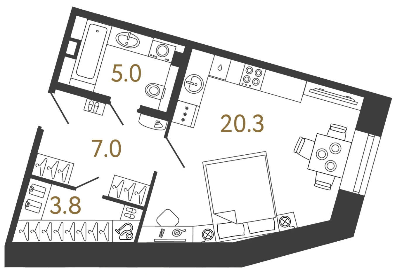 Планировка студия 36,1 м² в арт-кластере «Типография» · Типография