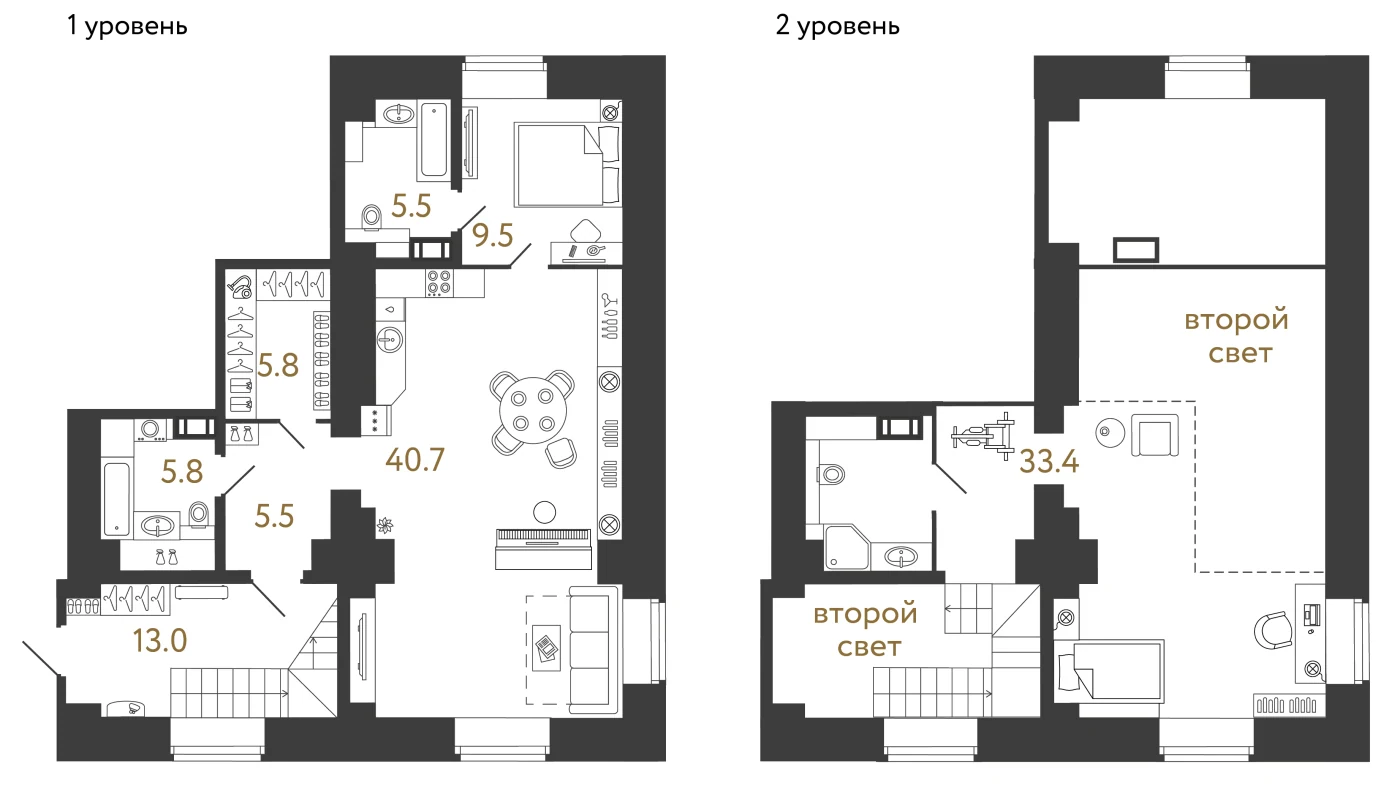 Планировка 2-комнатная 119,2 м² в арт-кластере «Типография» · Типография